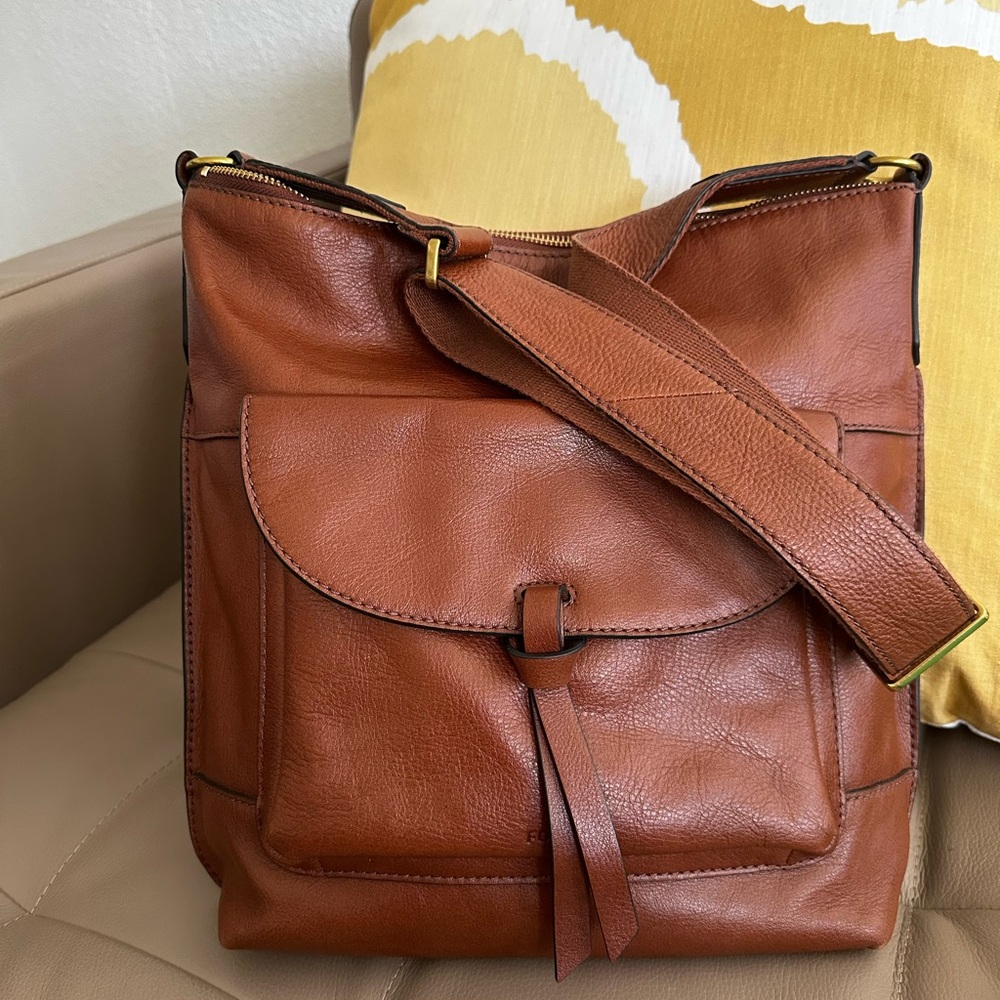 Fossil Tan Leather Shoulder Bag